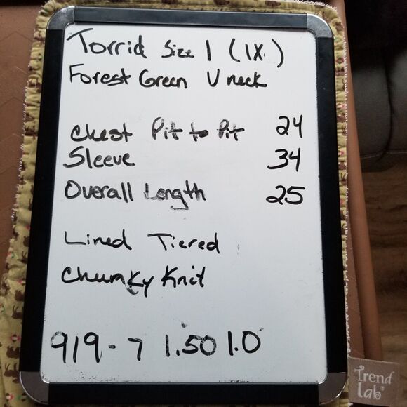 Torrid Sz 1 (1X) Sweater Cable Knit Green Sheer Under Layer Tie Split Back - Picture 12 of 12